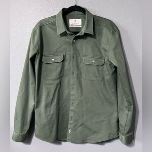 Father Sons Mens Stretch Slim Fit Button Down Shirt Green Sz LG Jas Cotton Blend